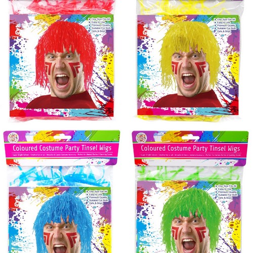Coloured Costume Party Tinsel Wigs - 1 Piece Assorted - Dollars and Sense