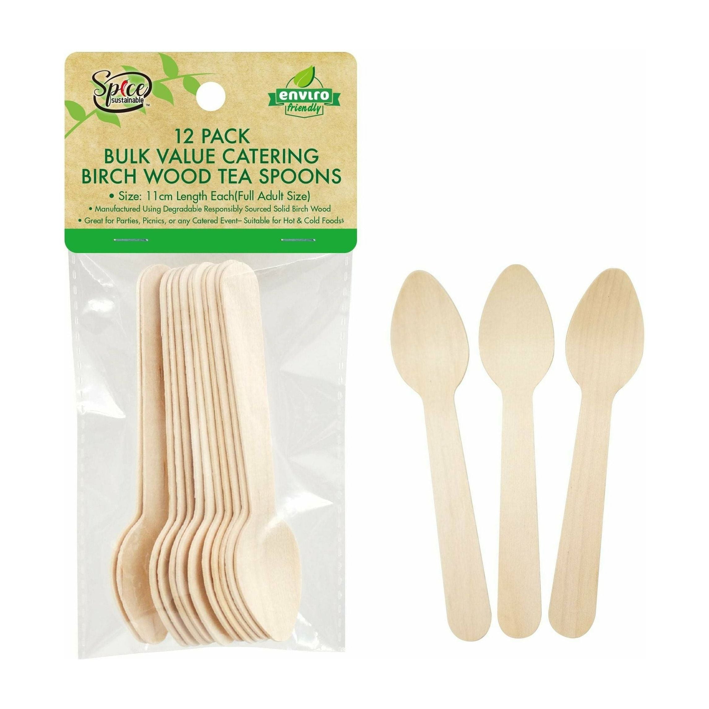 Eco Wooden Cutlery Teaspoons 12Pk - Dollars and Sense