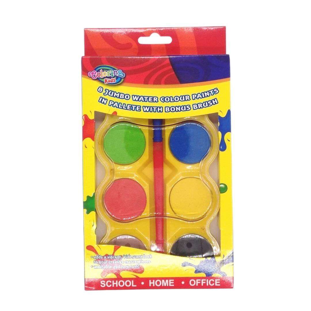 Buy Cheap art & craft online | 8 Jumbo Wtare Colour Paints with Bonus Brush| Dollars and Sense cheap and low prices in australia