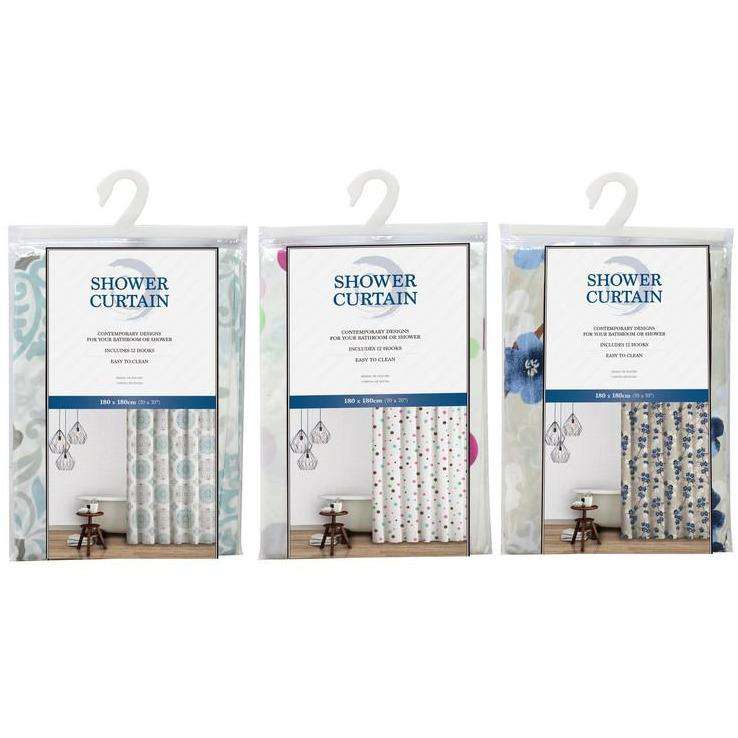 Shower Curtain Printed 3 Asstd - Dollars and Sense