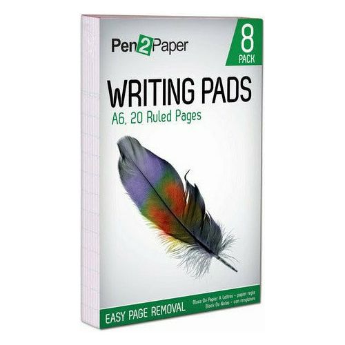 Writing Pads 20 Ruled Pages -A6 8 Pack - Dollars and Sense