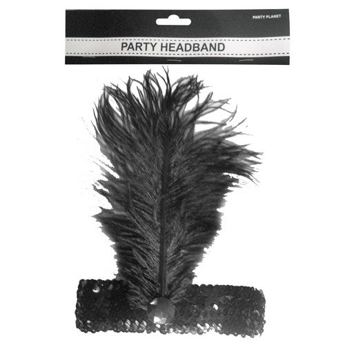 Flapper Party Headband Black - Dollars and Sense
