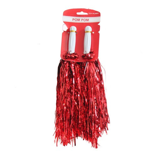 Metallic Pom Pom Red - 1 Pair - Dollars and Sense
