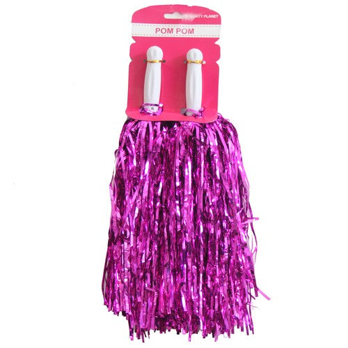 Metallic Pom Pom Pink - 1 Pair - Dollars and Sense
