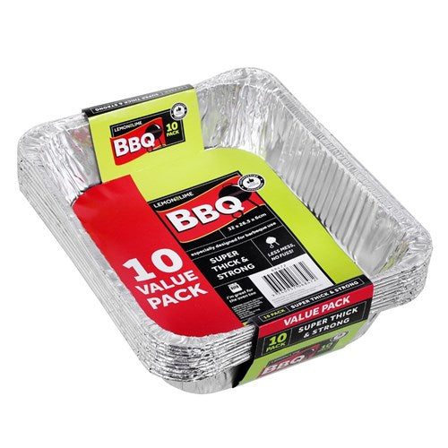 Rectangular Foil BBQ Trays 32x27x6cm 10Pk - Dollars and Sense