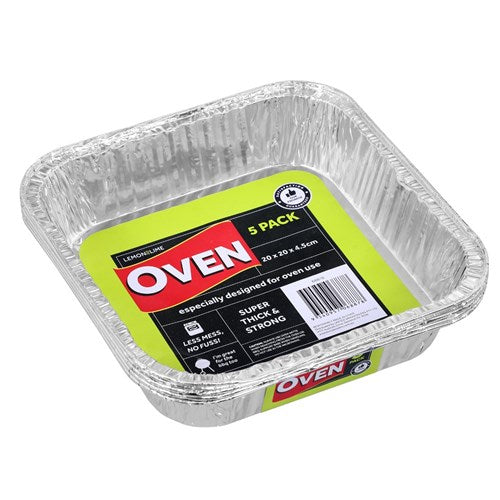 Square Foil Oven Trays 20x20x5cm 5Pk - Dollars and Sense