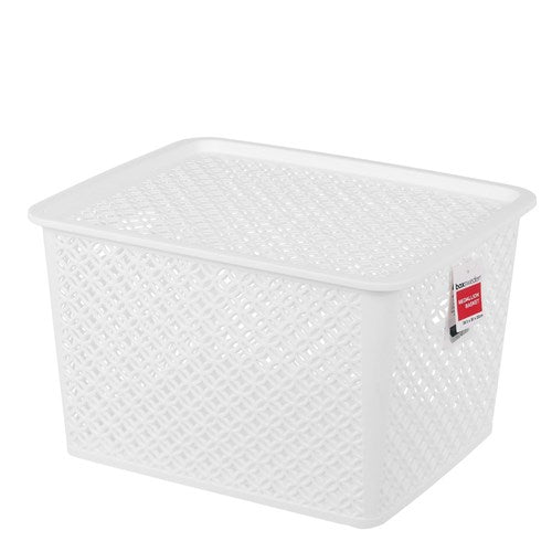 Medallion Basket with Lid 19L 4 Assorted Colours - Dollars and Sense