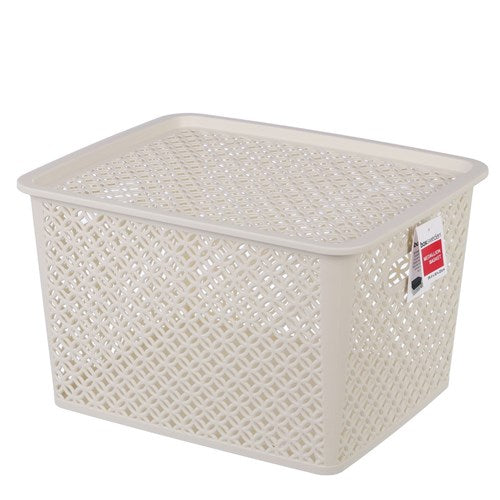 Medallion Basket with Lid 19L 4 Assorted Colours - Dollars and Sense
