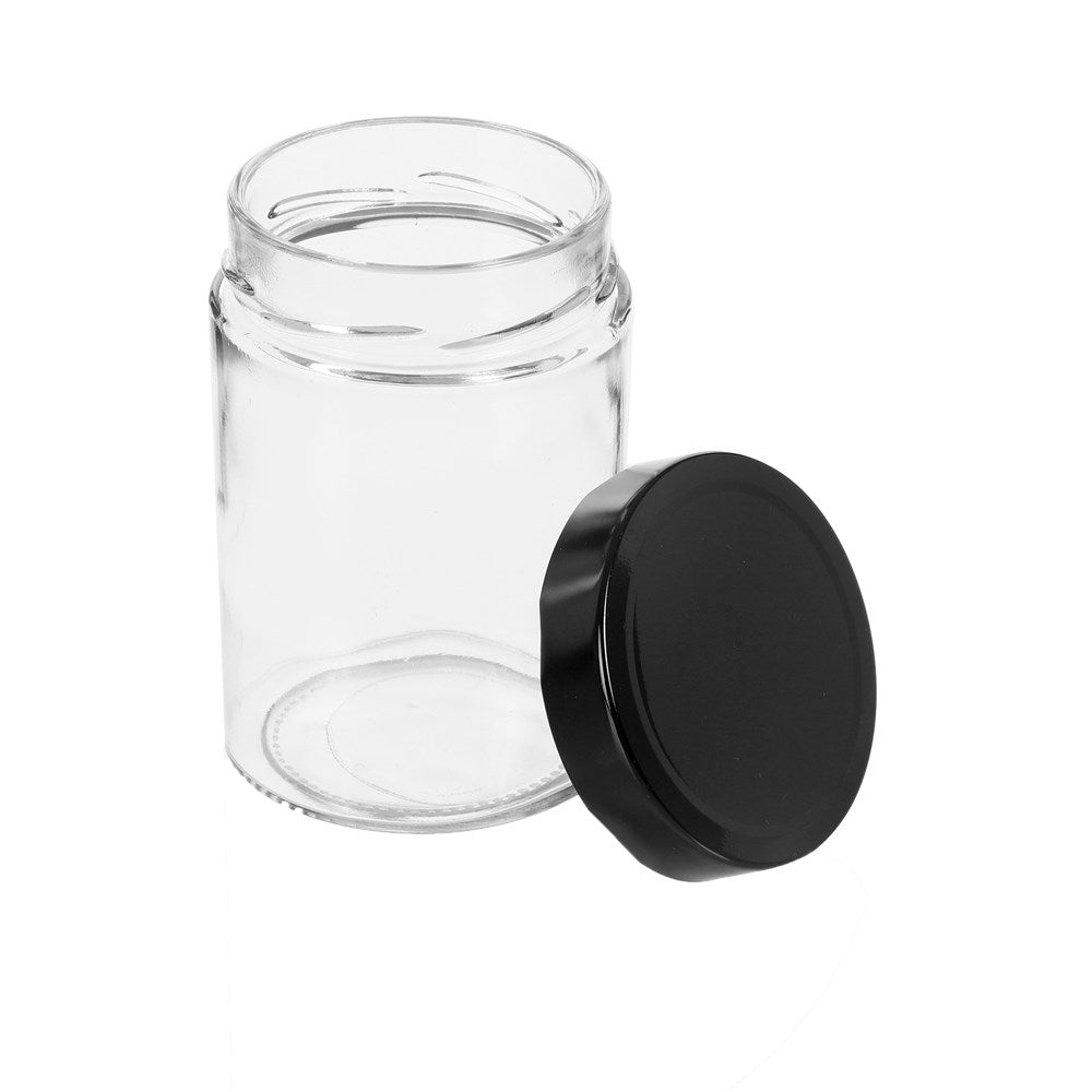Soho Glass Conserving Jar Round with Black Lid - Dollars and Sense