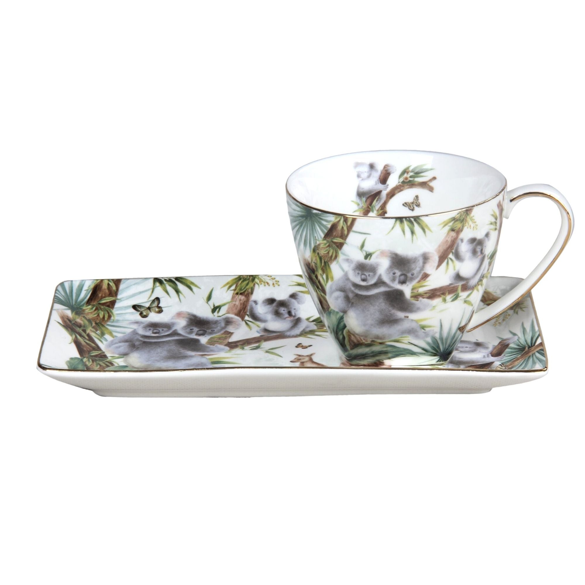Australian Wildlife Koala Fine Bone China Cup and Saucer Breakfast Set - 250ml Gift Box - Dollars and Sense