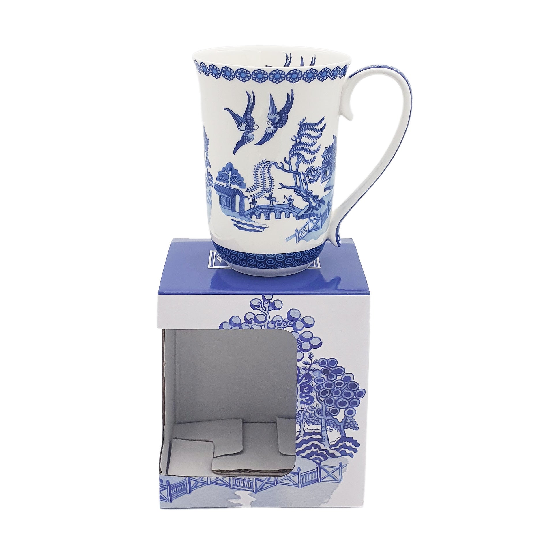 Blue & White Oriental Willow Mug Fine Bone China - Dollars and Sense