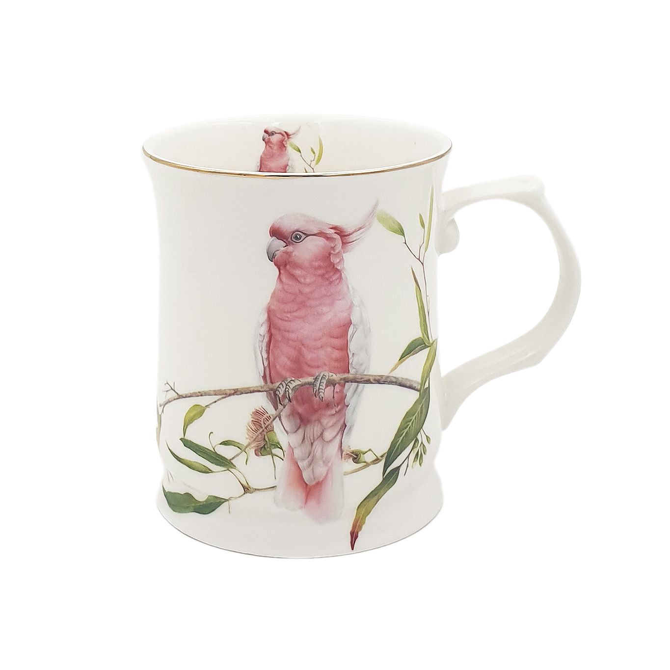 Cockatoo on Fine Bone China Gold Rim Mug - Dollars and Sense