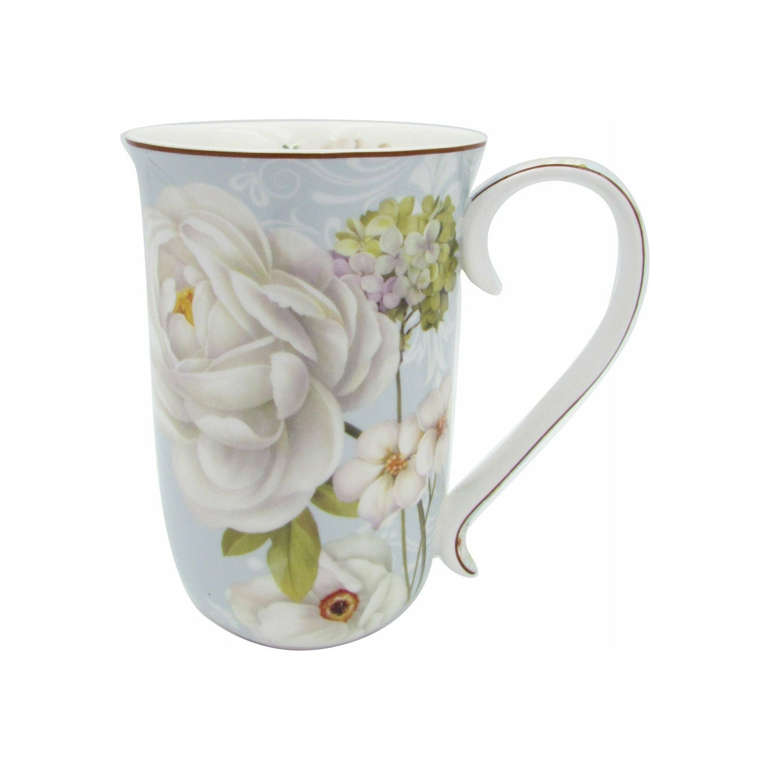White Rose on Fine Bone China Mug - 405ml Gift Box - Dollars and Sense