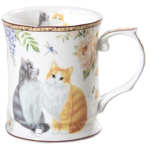 Cats Fine Bone China Gold Rim Mug Gift Box - Dollars and Sense