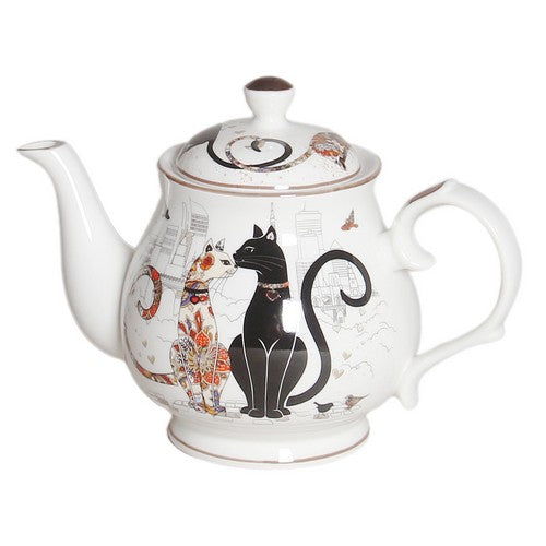 Embossed Cat Couple Fine Bone China Teapot - 370ml Gift Box - Dollars and Sense