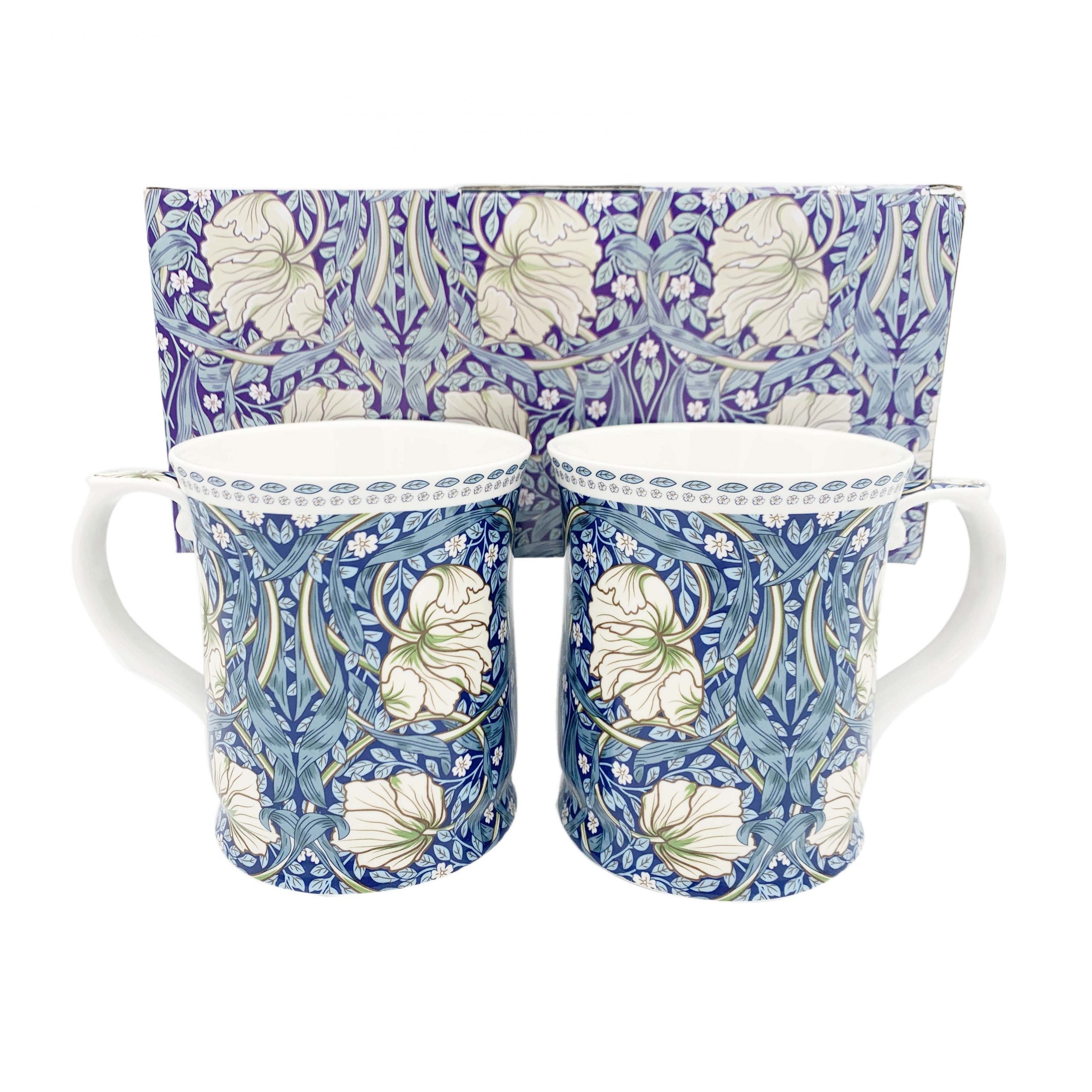 William Morris on Blue Fine Bone China 2 Piece Mug Set - 415ml Gift Box - Dollars and Sense