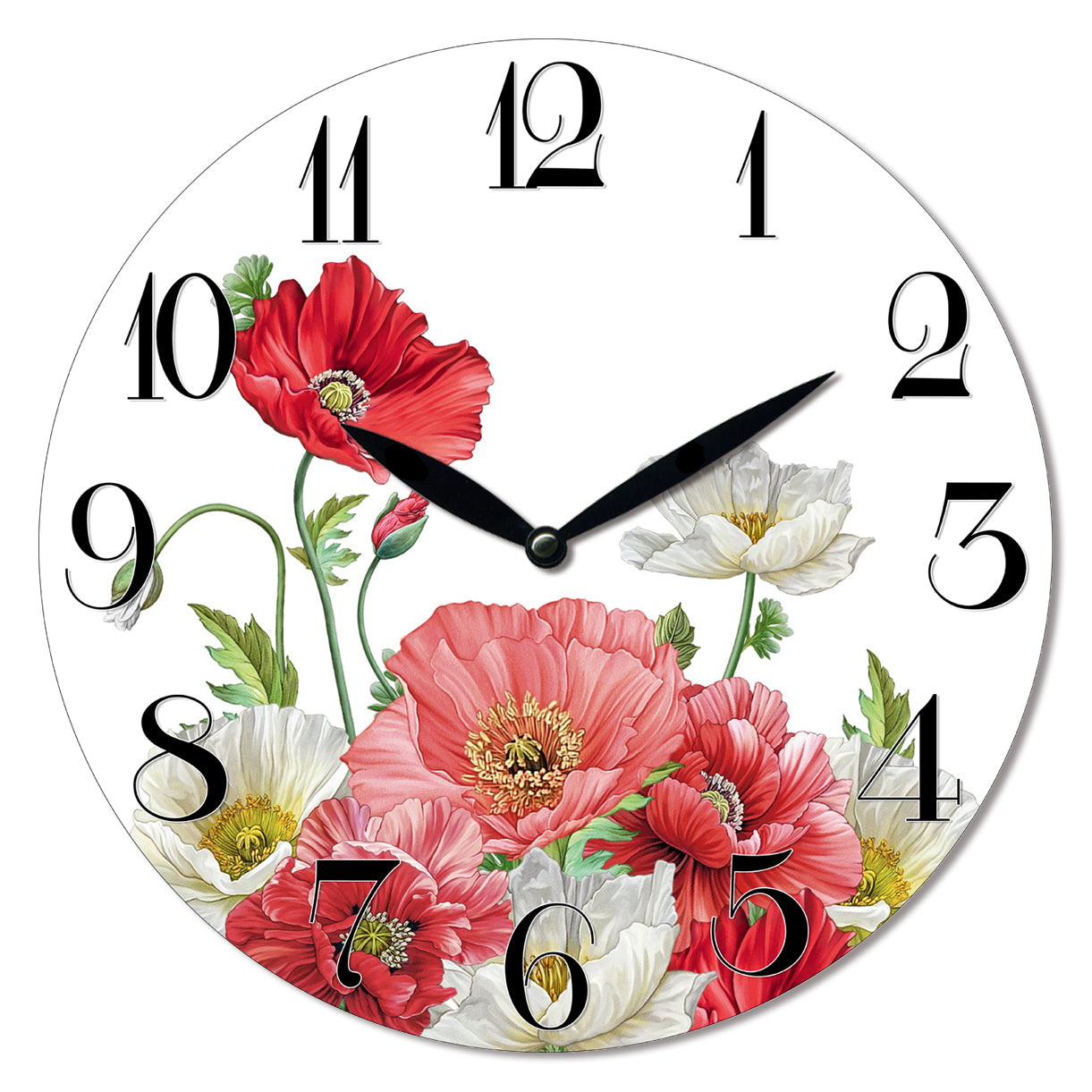 MDF Poppies Wall Clock - 28.8cm Gift Box - Dollars and Sense