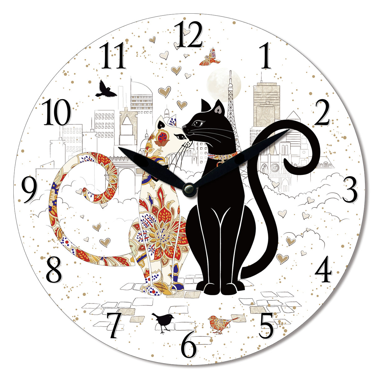 MDF Cat Couple Wall Clock - 28.8cm Gift Box - Dollars and Sense