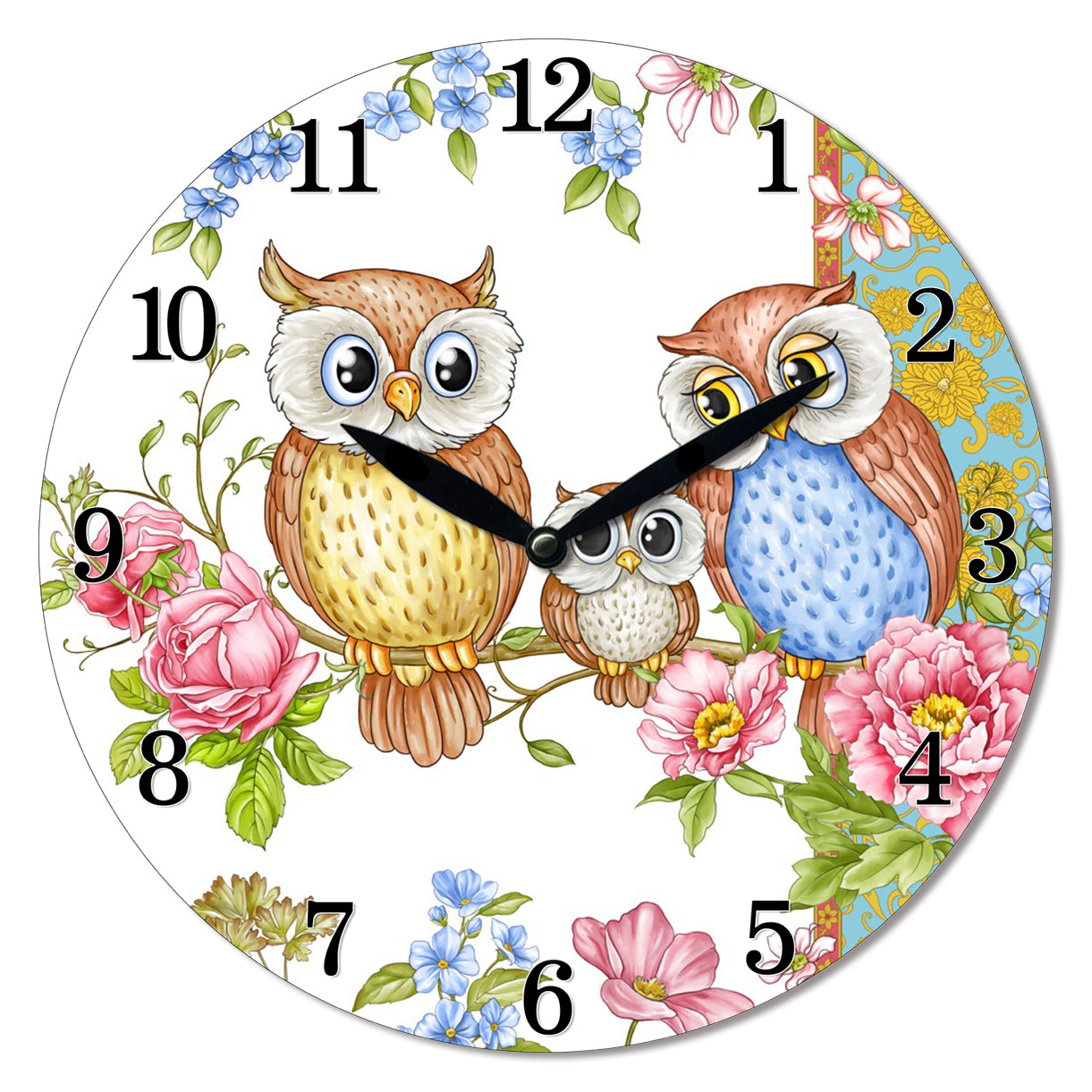 MDF Owls Family Wall Clock - 28.8cm Gift Box - Dollars and Sense