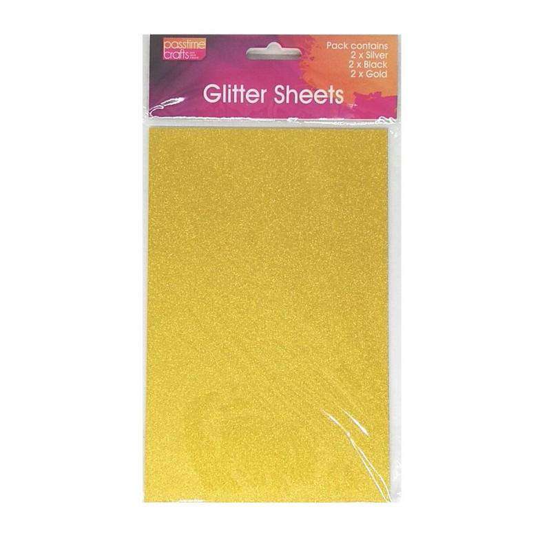 Buy Cheap art & craft online | Glitter Sheets Silver/Black/Gold 200gsm 6 Pack|  Dollars and Sense cheap and low prices in australia