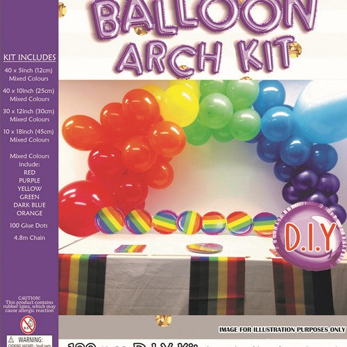 Rainbow Latex Balloon Arch Kit - 120 Pieces - Dollars and Sense