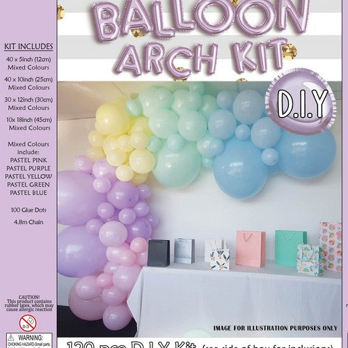 Pastel Rainbow Balloon Arch Kit - 120 Pieces - Dollars and Sense