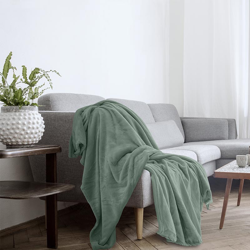 Queen Bed Soft Blanket Olive - Dollars and Sense