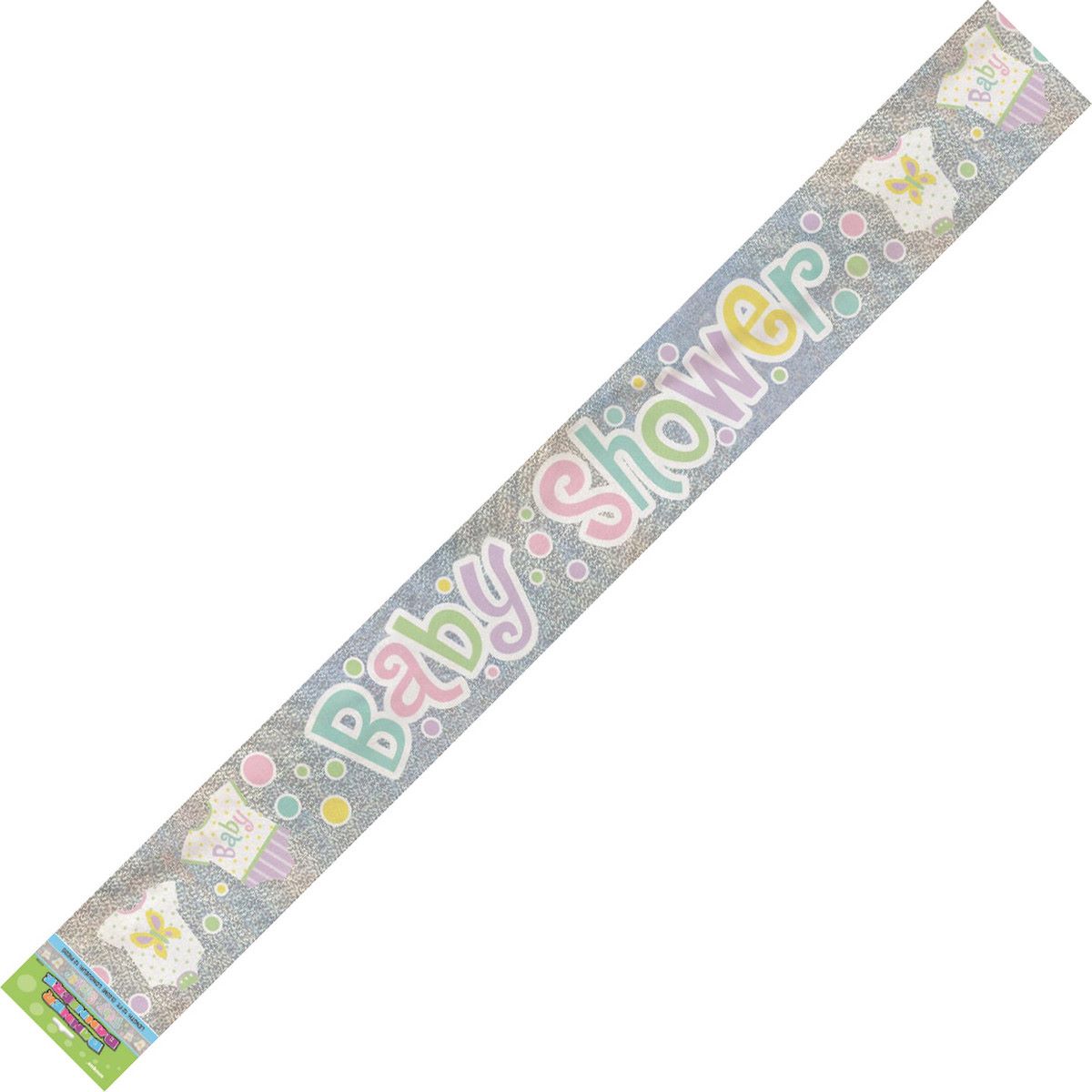 Polka Dots Baby Shower Prismatic Foil Banner - Dollars and Sense