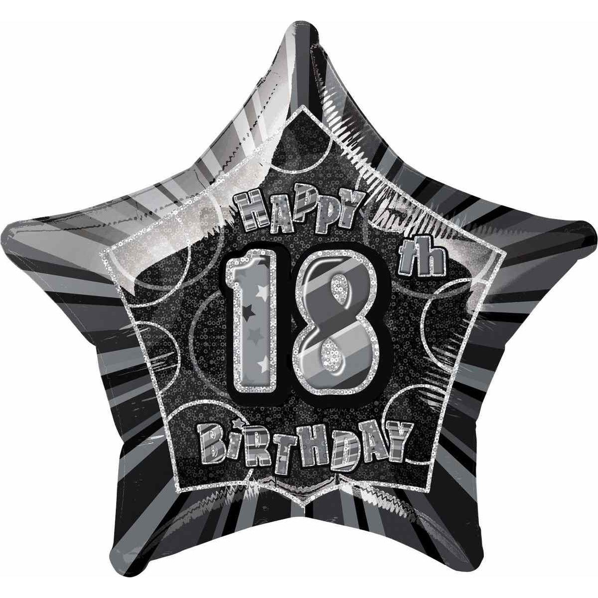Glitz Black Star 18th Birthday Foil Balloon - Dollars and Sense
