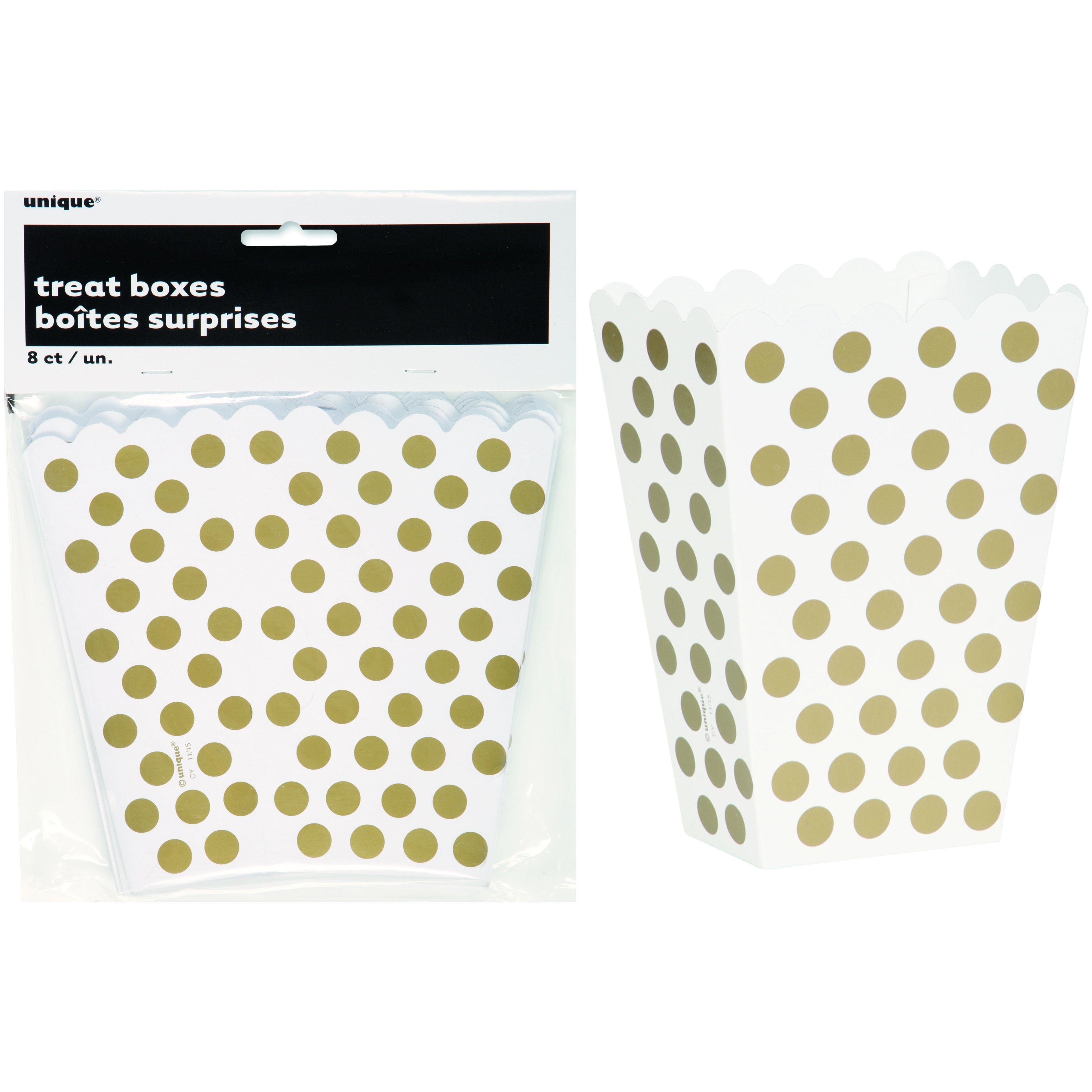 Dots 8 Treat Boxes - Gold - Dollars and Sense