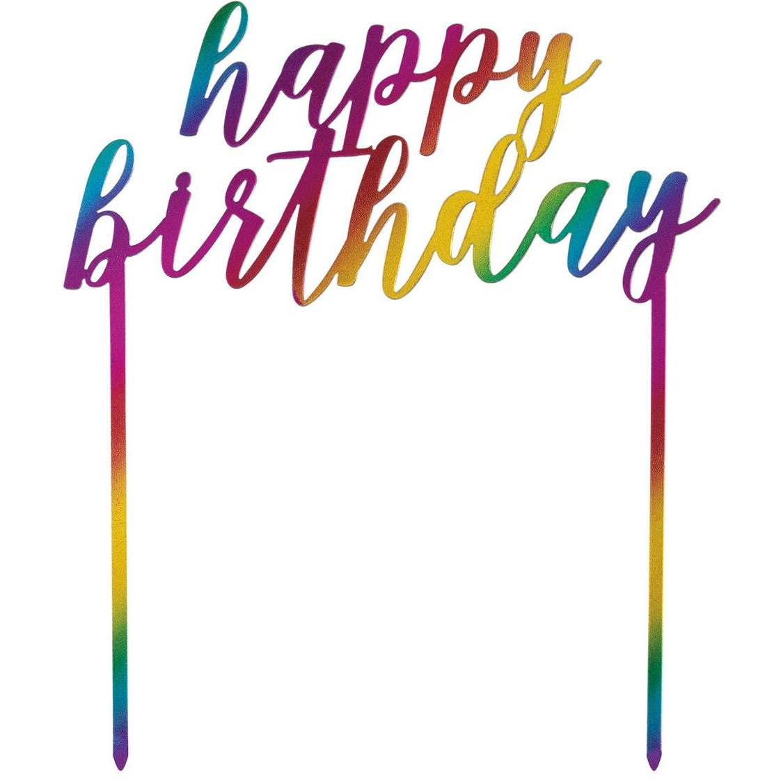 Rainbow Metallic Plastic Birthday Cake Topper - Dollars and Sense