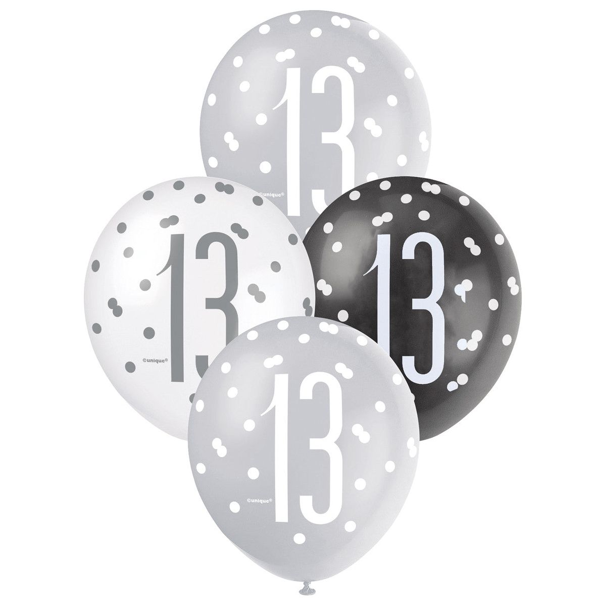Black, Silver & White 13th Birthday - Latex Balloons - Dollars and Sense