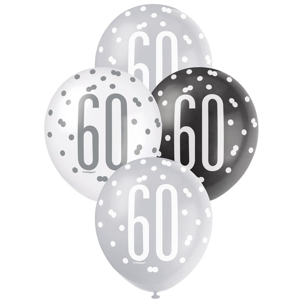 Black, Silver & White 60th Birthday - Latex Balloons - Dollars and Sense