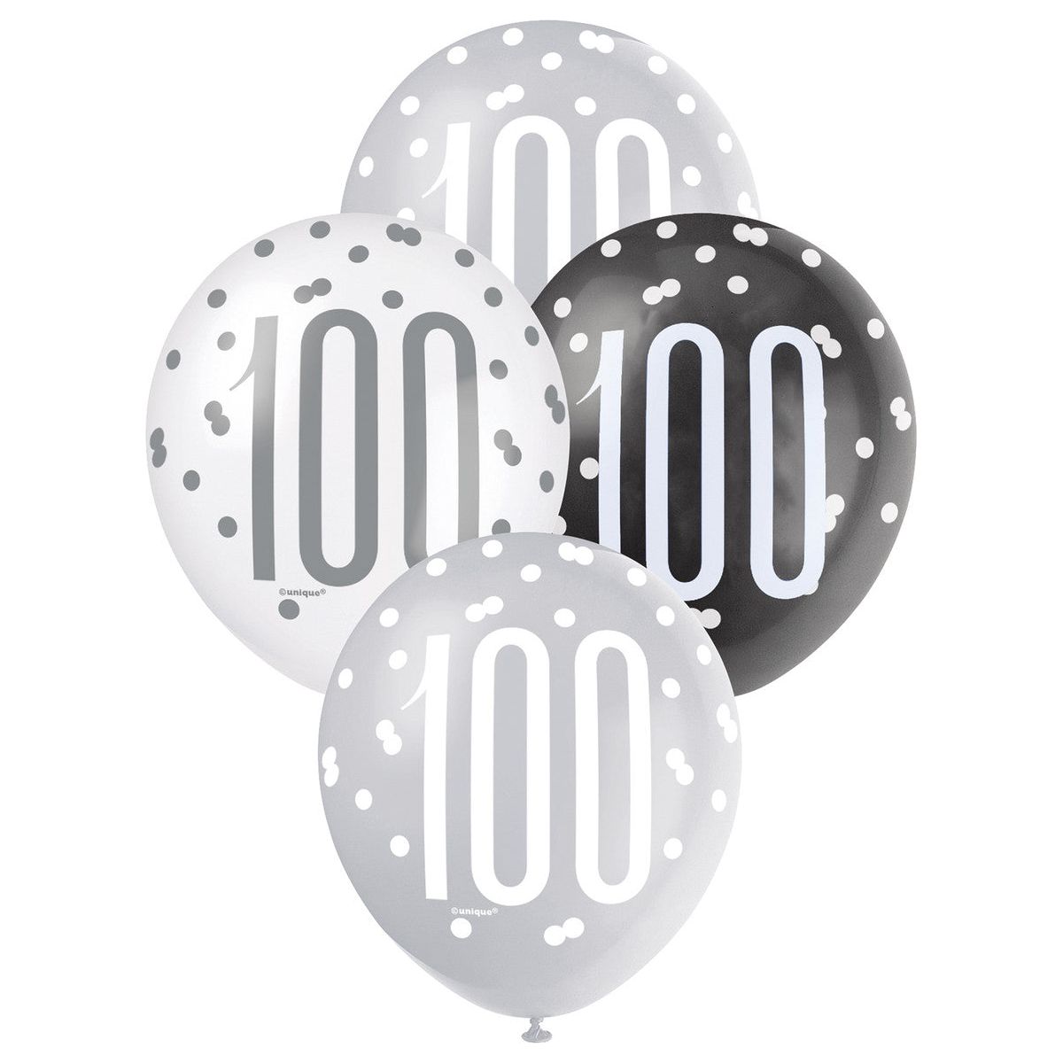Black, Silver & White 100th Birthday - Latex Balloons - Dollars and Sense
