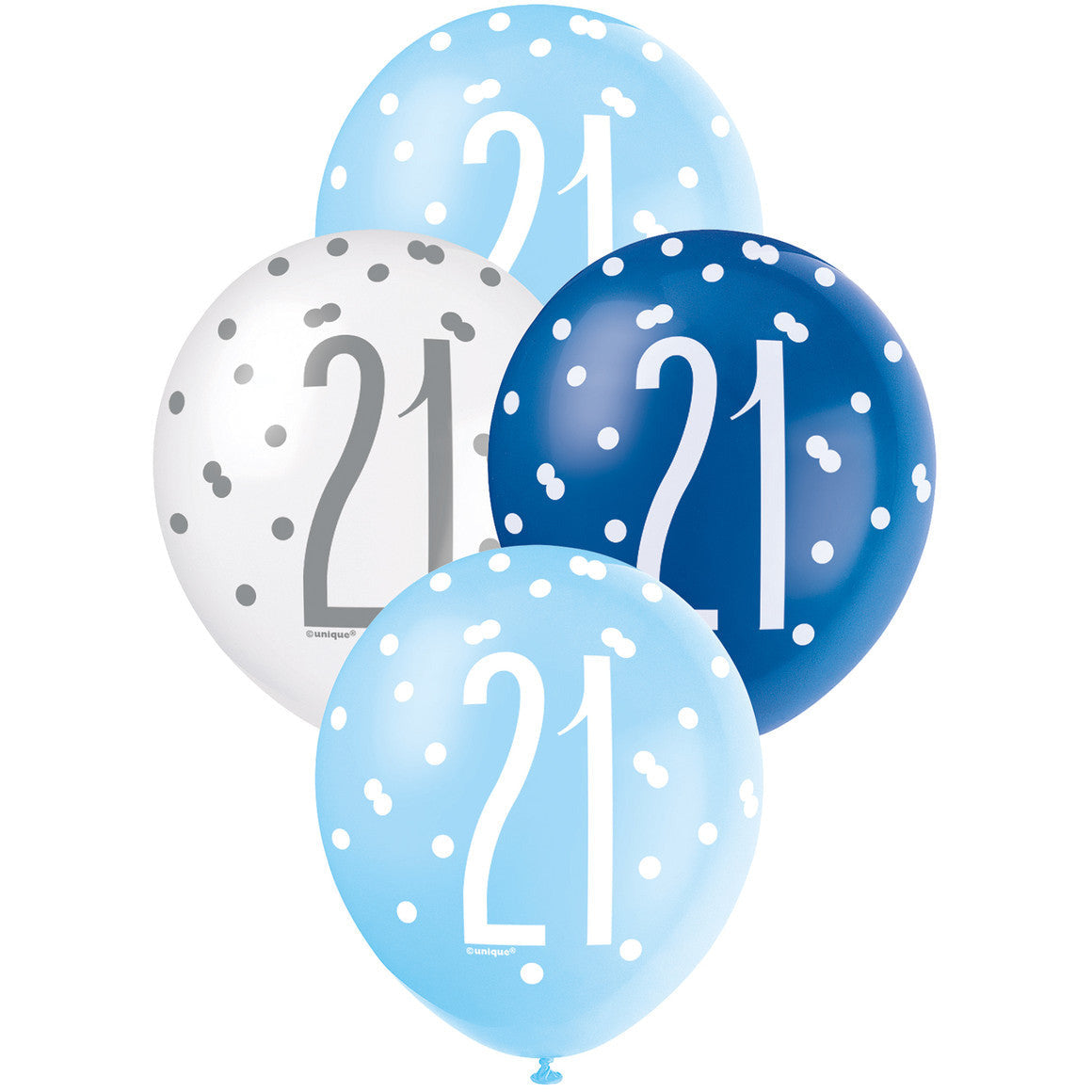 Blue & White 21st Birthday Latex Balloons - Dollars and Sense