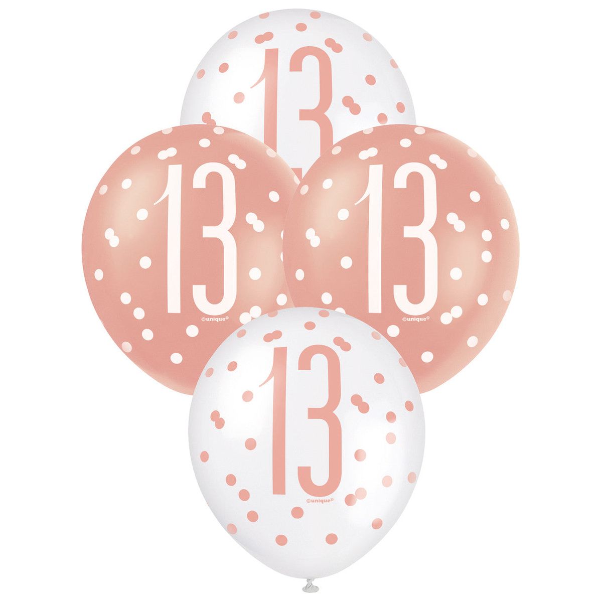 Rose Gold & White 13th Birthday Latex Balloons - Dollars and Sense