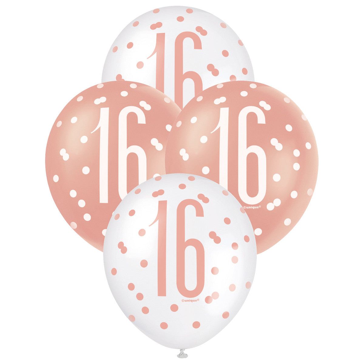 Rose Gold & White 16th Birthday Latex Balloons - Dollars and Sense