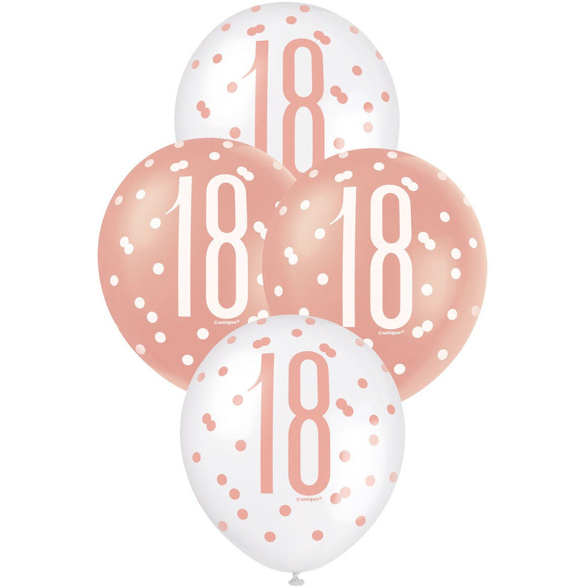 Rose Gold & White 18th Birthday Latex Balloons - Dollars and Sense
