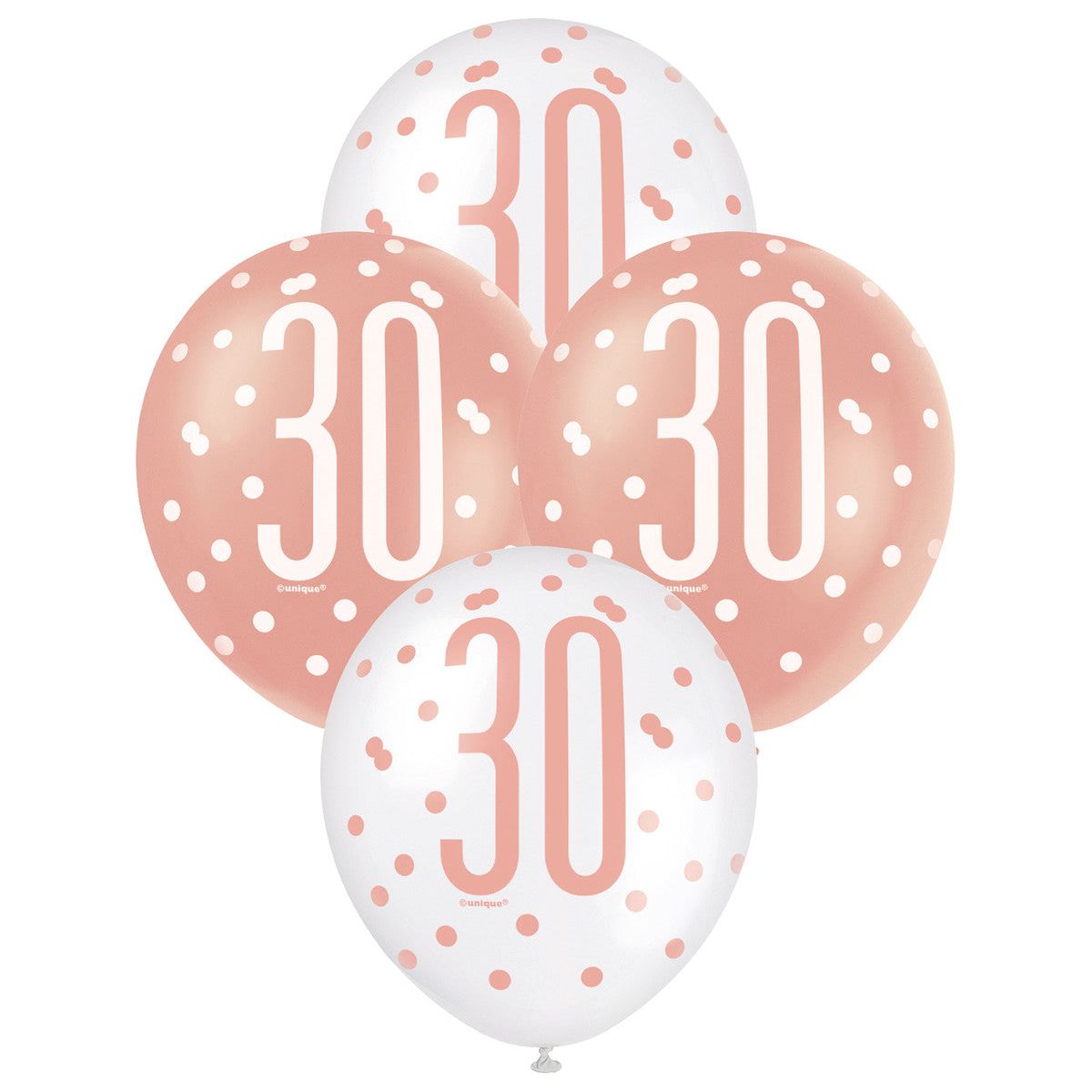 Rose Gold & White 30th Birthday Latex Balloons - Dollars and Sense