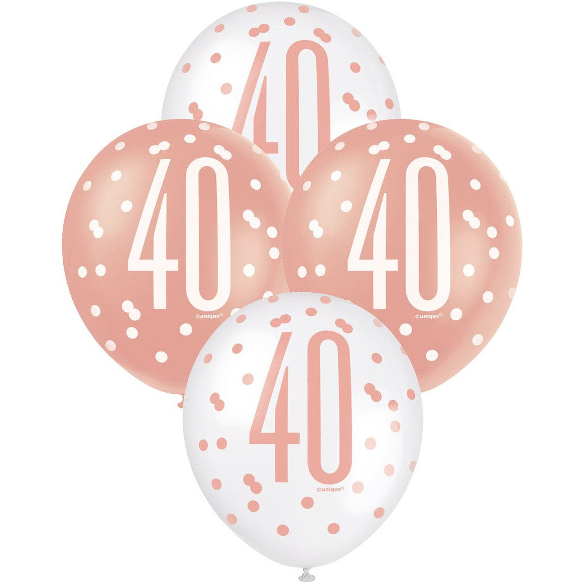 Rose Gold & White 40th Birthday Latex Balloons - Dollars and Sense