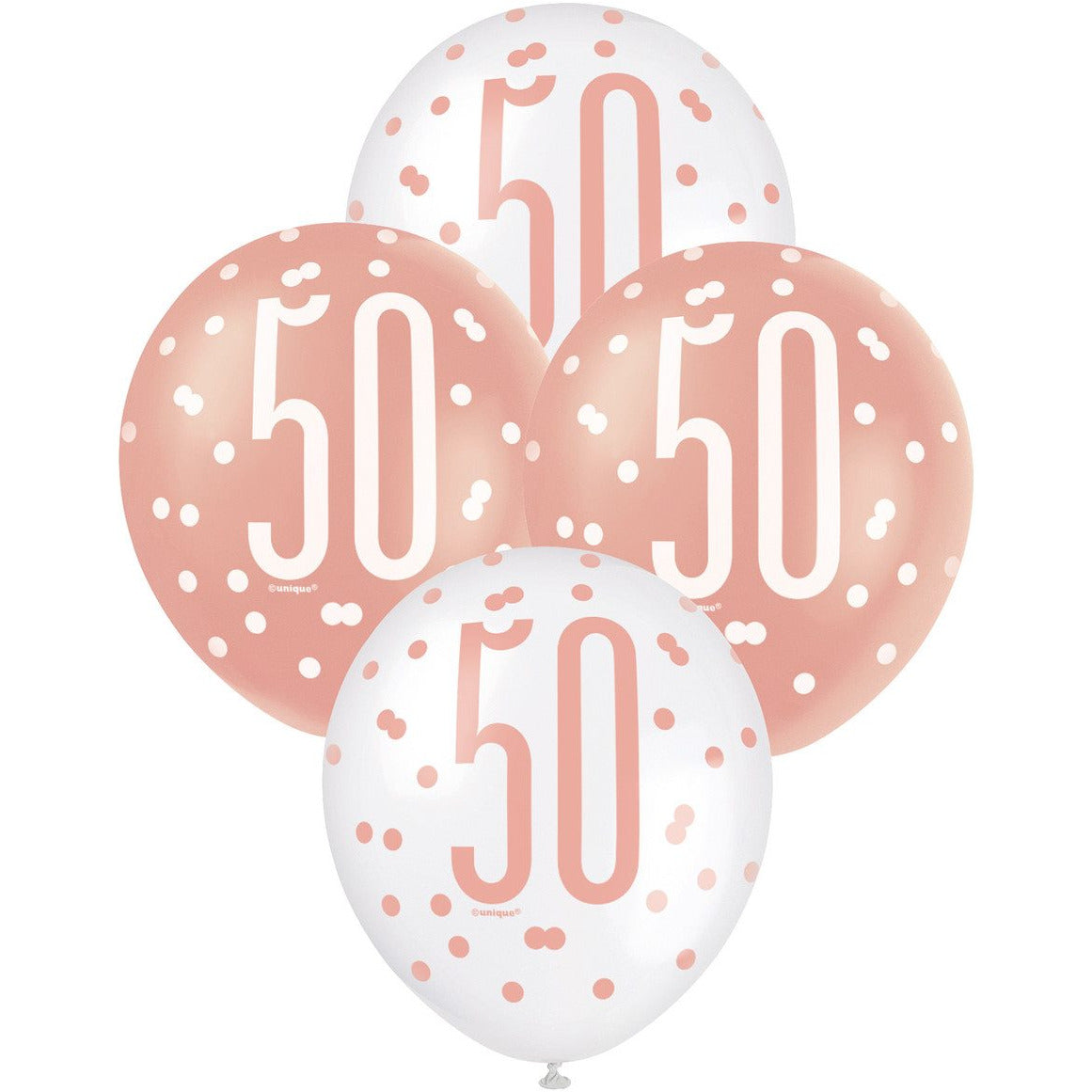 Rose Gold & White 50th Birthday Latex Balloons - Dollars and Sense