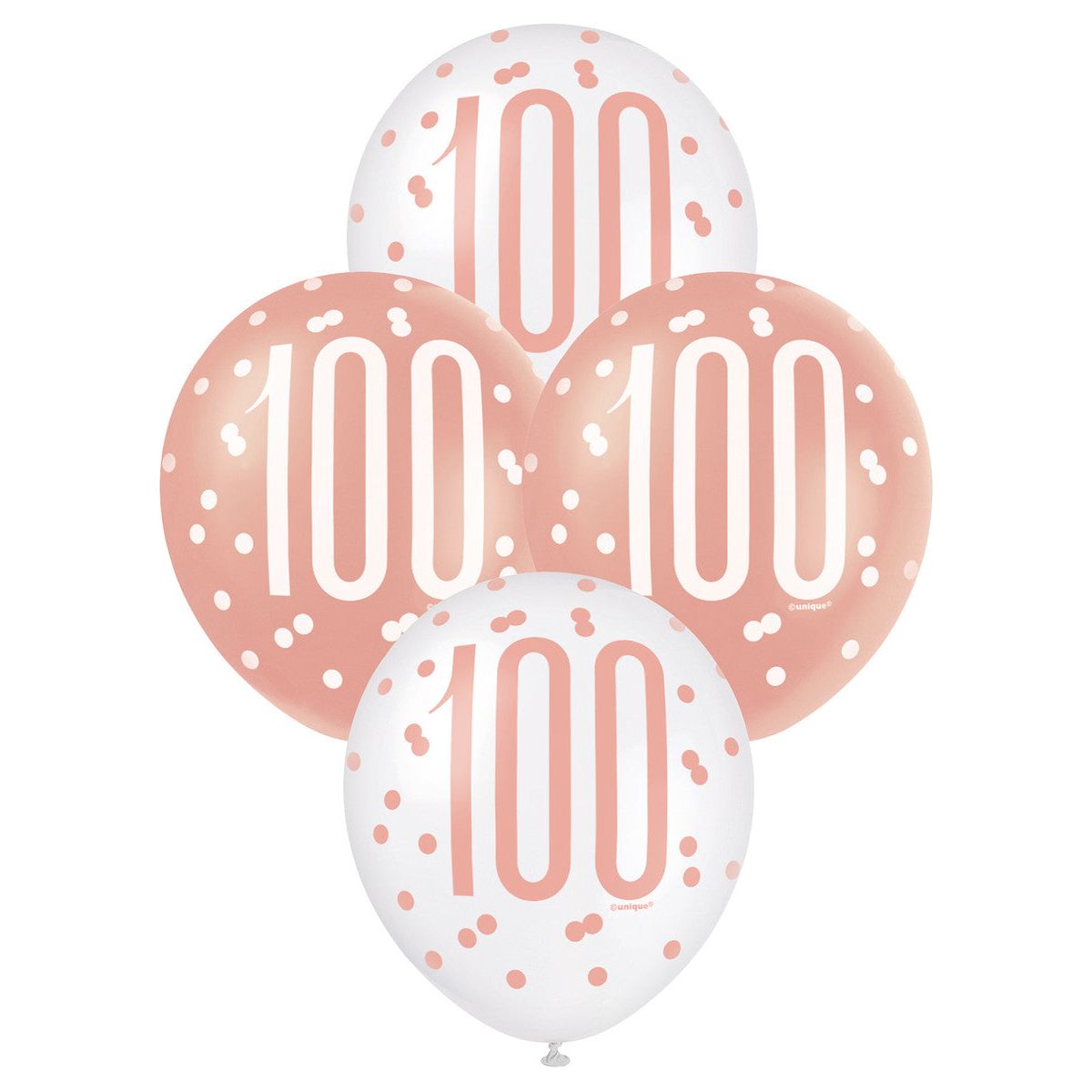 Rose Gold & White 100th Birthday Latex Balloons - Dollars and Sense