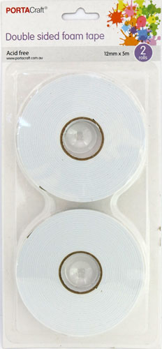 Double Sided Foam Tape 12mm x 5m 2 Rolls
