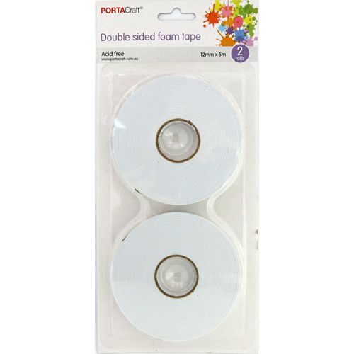 Double Sided Foam Tape 12mm x 5m 2 Rolls