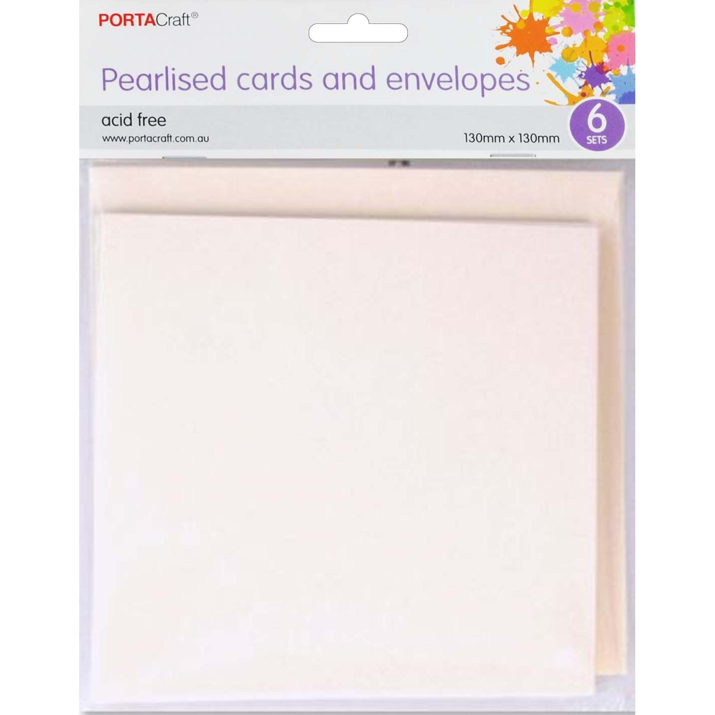Pearlise Card & Env SQ 13cm 250gsm 6pk  03 White