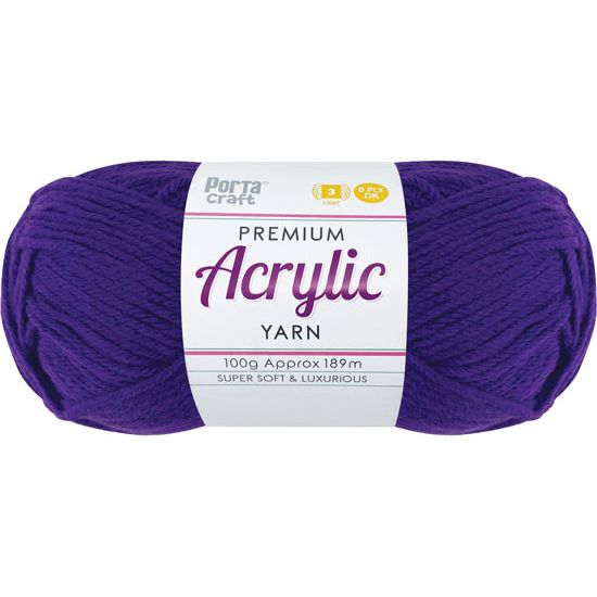 Acryl Yarn 100g 189m 8ply Solid 44 Violet