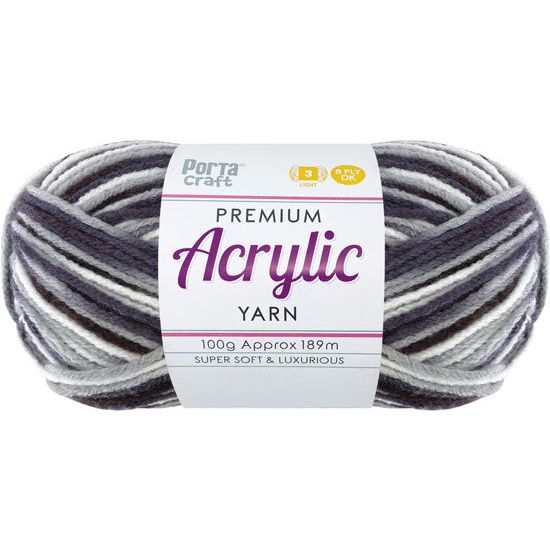 Acryl Yarn 100g 189m 8 Ply Multi 27 Charcoal SKU 093351 - Dollars and Sense