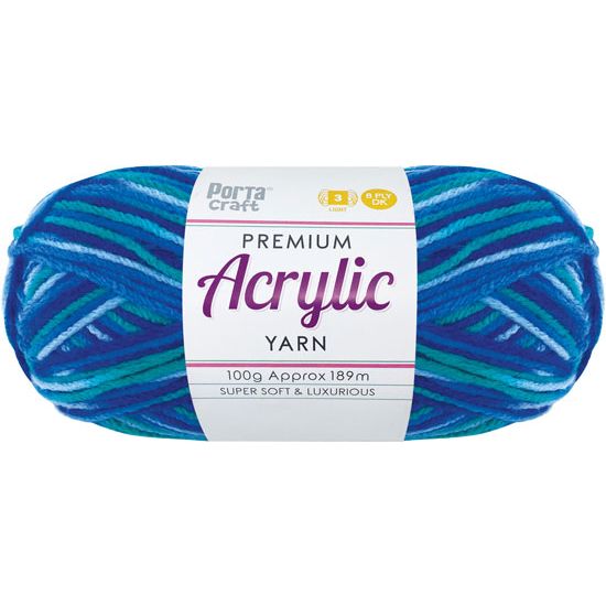 Acryl Yarn 100g 189m 8 Ply Multi 31 Ocean SKU 093382 - Dollars and Sense