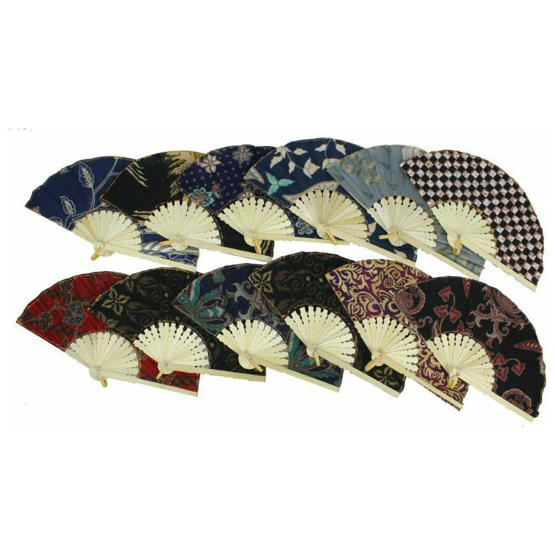23cm Fabric/Bamboo Fan Asstd Designs - Dollars and Sense