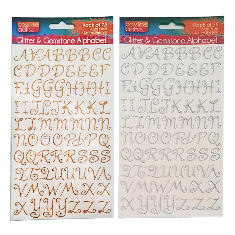 Gemstones & Glitter Alphabet Stickers - Gold or Silver - Dollars and Sense